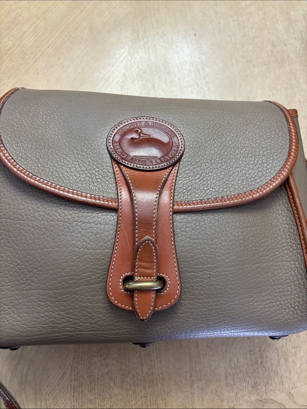 Vintage Most desired Dooney & Bourke Brown and Taupe All Leather bag.